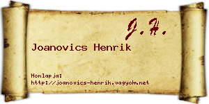 Joanovics Henrik névjegykártya